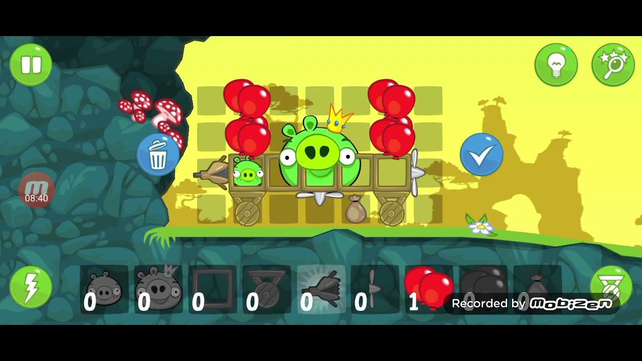 Свинка летит и летит в игре Bad Piggies 