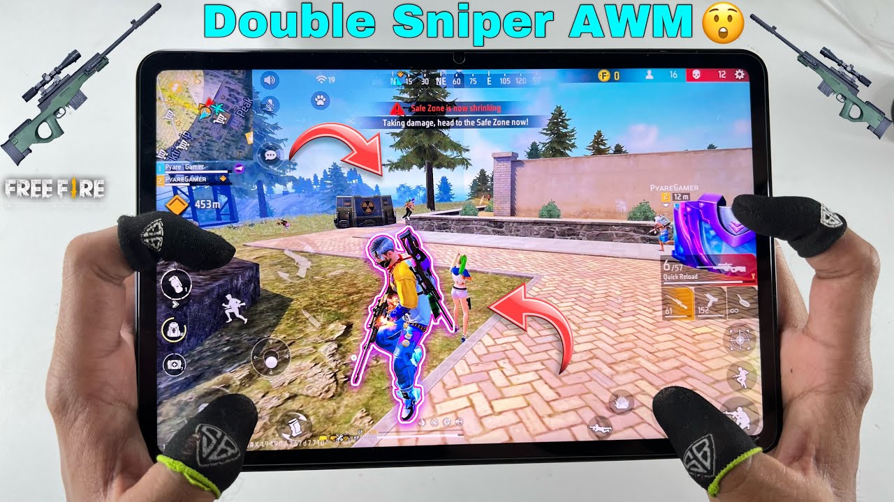Xiaomi pad 6 gaming 1 vs 4 free fire gameplay Double AWM sniper with fastest 3 finger handcam