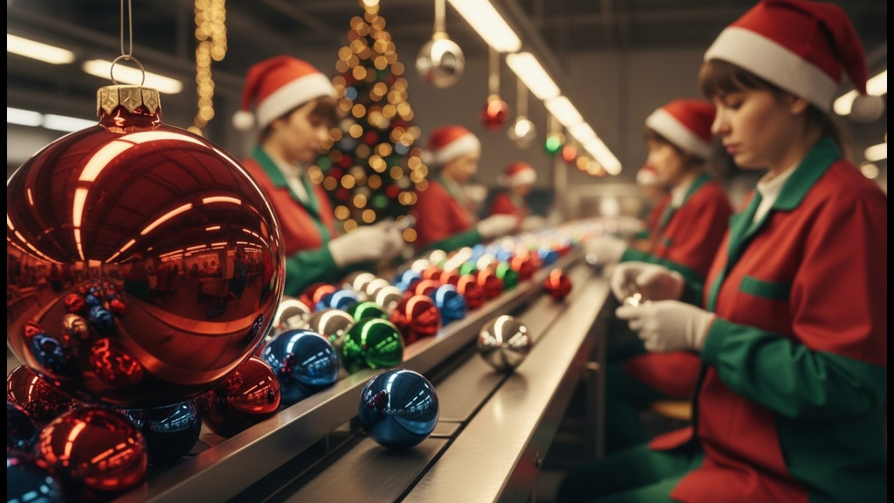Santa’s Ornament Factory Manufacturing Process From Glass Tubes to Shiny Christmas Baubles