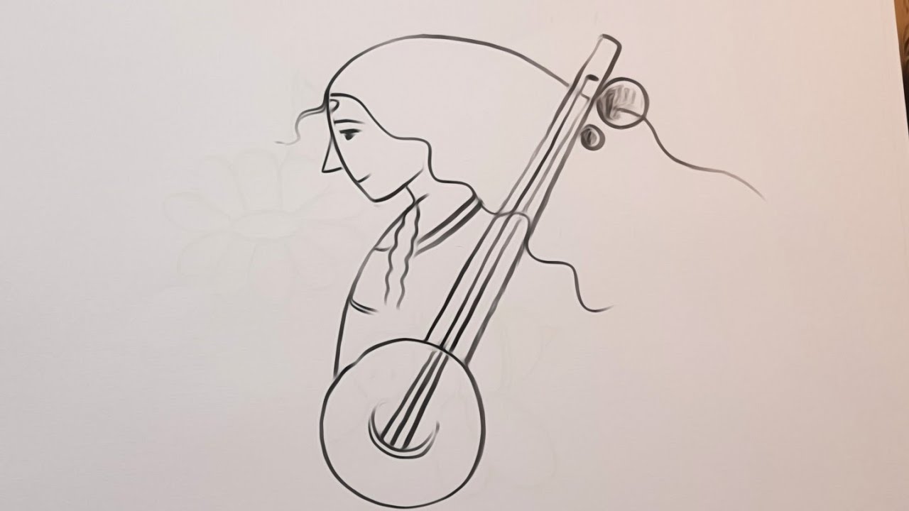 Easy maa Saraswati drawing || easy to draw 