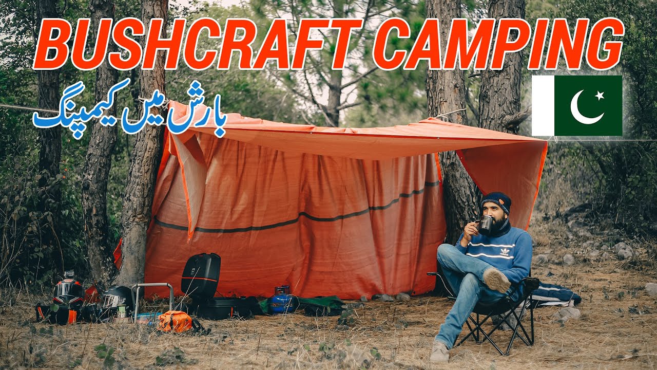 Bushcraft Camping in Pakistan on Rainy Day by Ammar Biker | Chicken Steak Recipe ft. Burning Stove