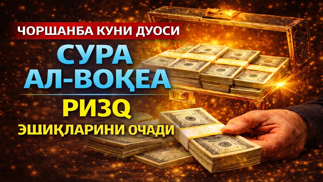 БАРАКАЛИ ЧОРШАНБА РАМАЗОН ДУОСИ! ҚУРЪОН ЎҚИГАН ОДАМГА ДОИМО ПУЛ КЕЛАДИ, ИНШААЛЛОҲ