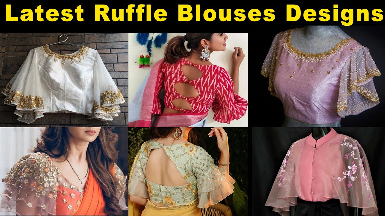 Latest ruffle blouse designs 2020 || Ruffle sleeve blouses designs for modern saree