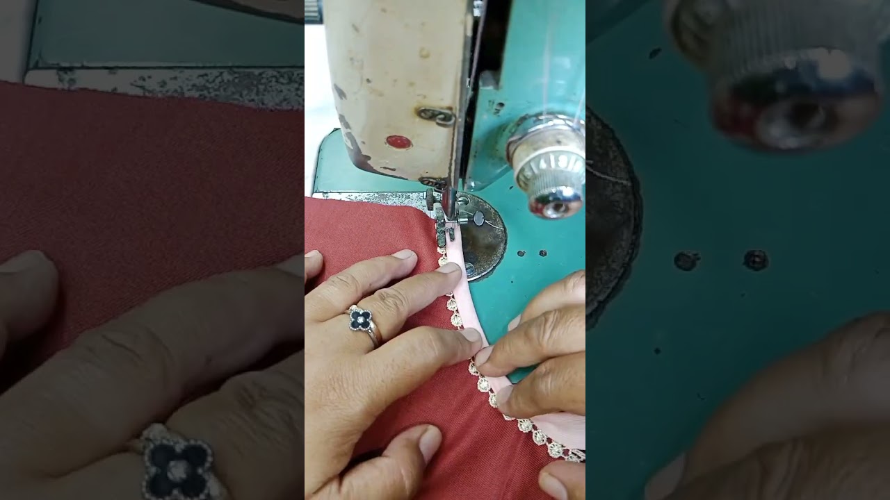 how to attach a neckline with lace decoration #sewing