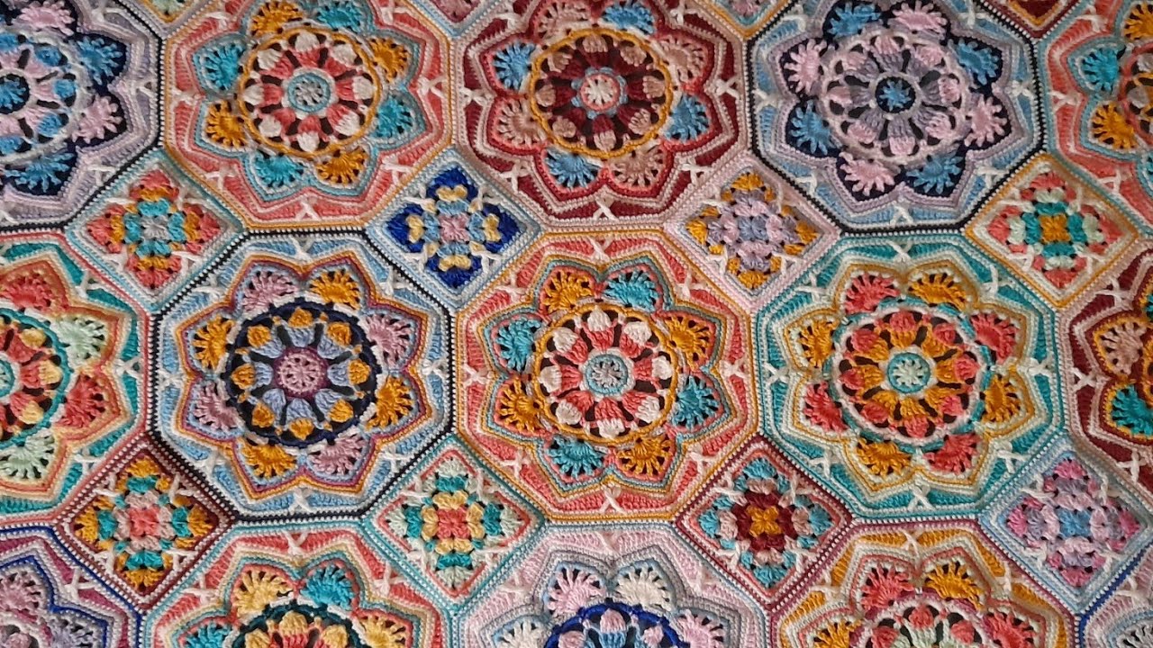 كروشيه مفرش persian tiles الإطار الجزء الأخير #كروشيه #crochet