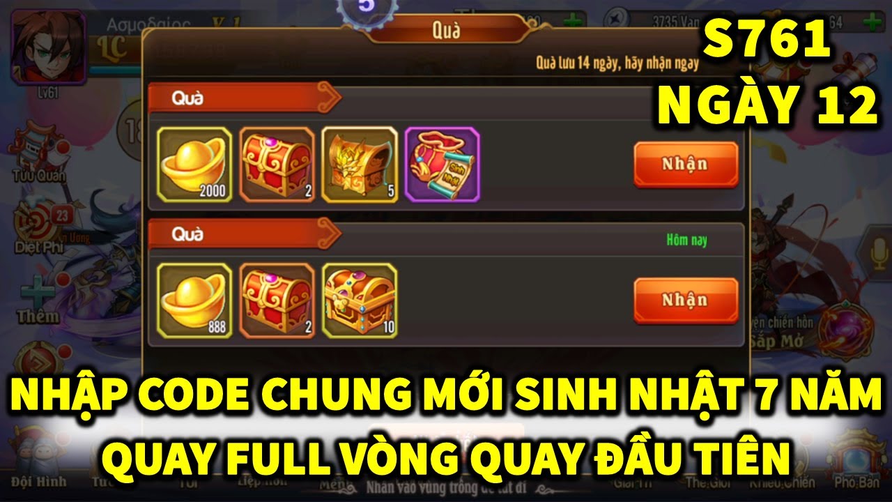 OMG3Q S761 NGÀY 12 NHẬP CODE CHUNG MỚI SINH NHẬT 7 NĂM! QUAY FULL VÒNG QUAY ĐẦU TIÊN!
