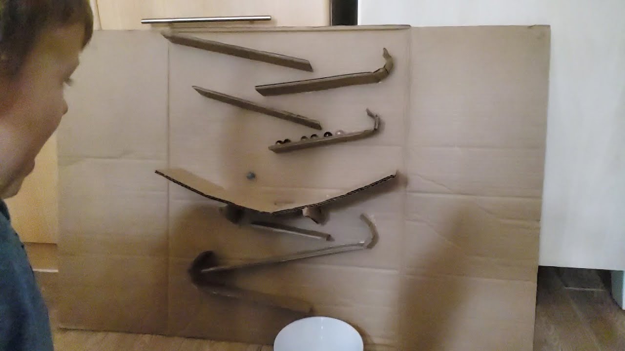 DIY Fun Easy Cardboard Marble Run in Slow Motion - Simple STEM project