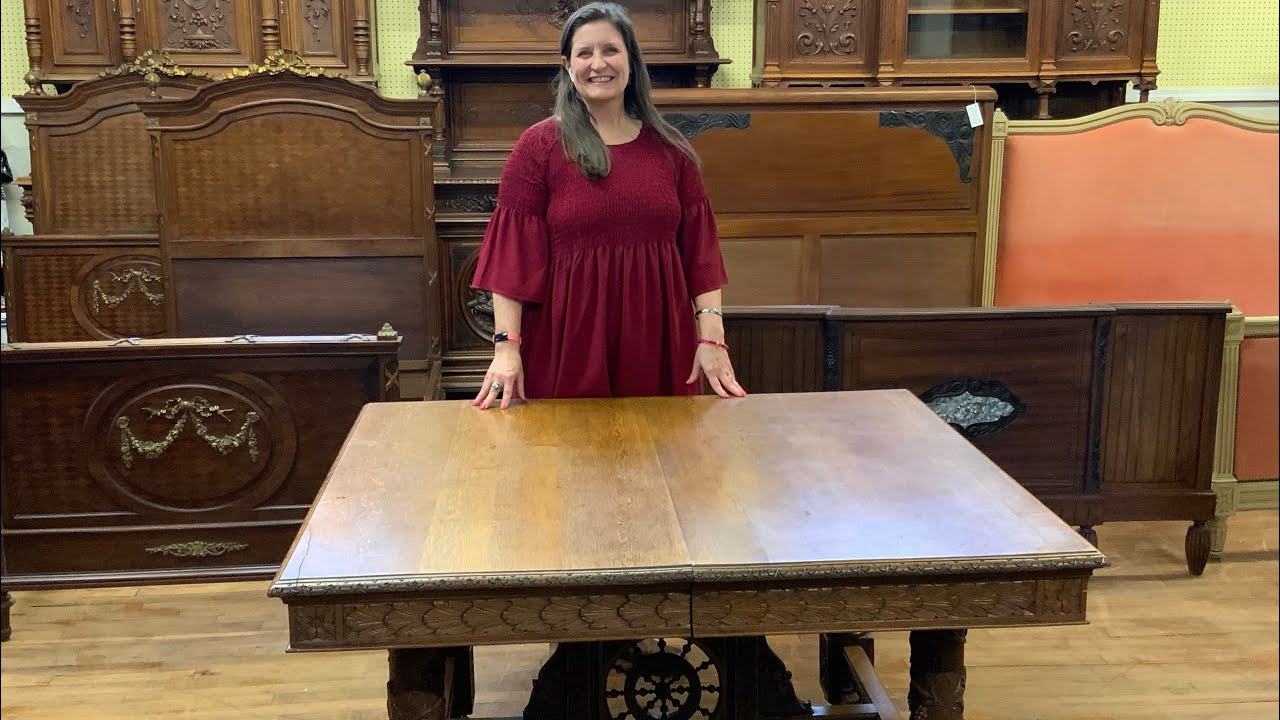 Antique Brittany Table: Hand-Carved Chestnut Beauty with Maritime Charm | EuroLuxHome.com