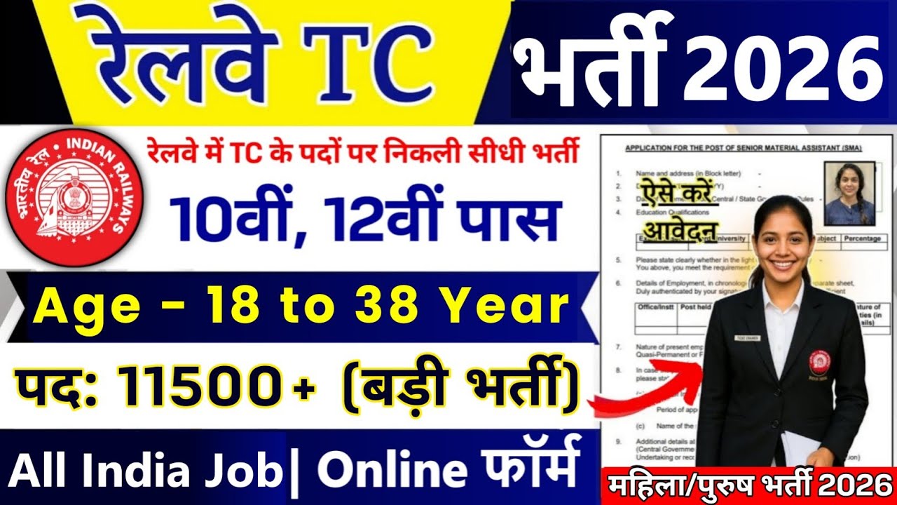 Railway TC, TTE (Ticket Collector) Recruitment 2026 | Railway TC Bharti 2026 | RRB New Vacancy 2026