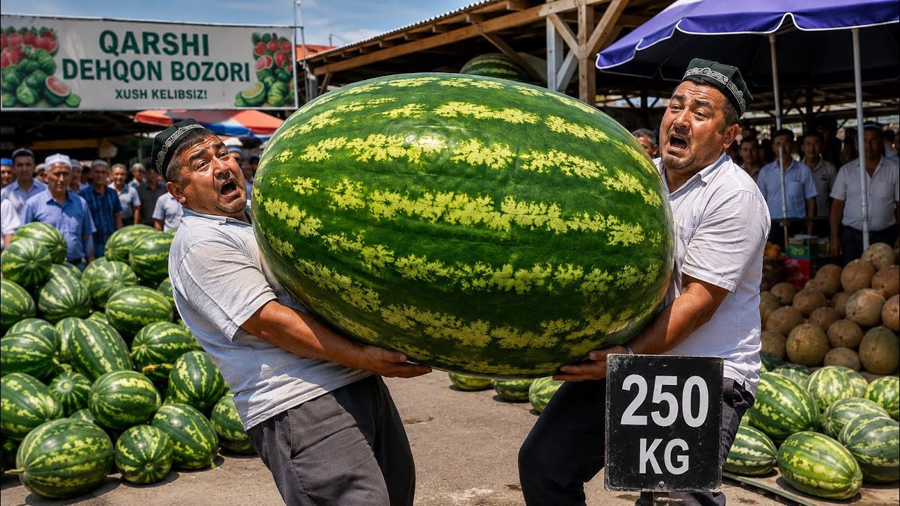 Я в ШОКЕ!!! ТАКОГО АРБУЗА Я НЕ ВИДЕЛ! 250 КГ НА РЫНКЕ УЗБЕКИСТАНА!