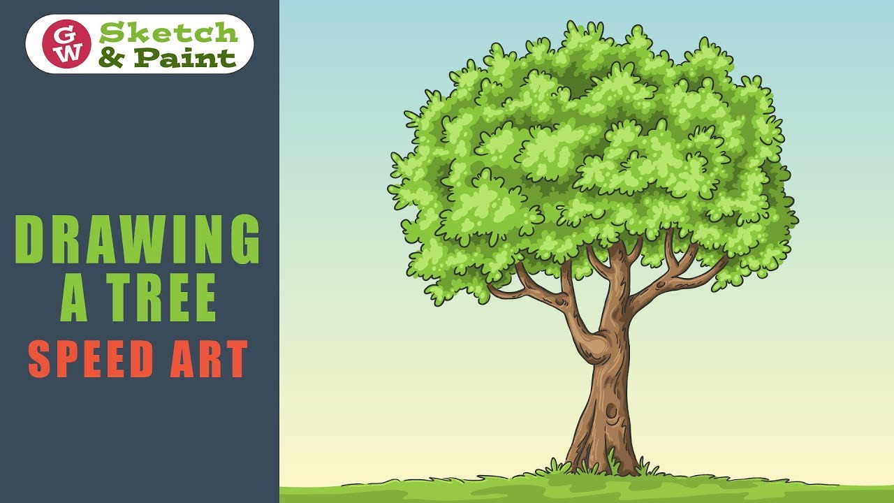 Drawing a tree with Adobe Illustrator - Speed Art