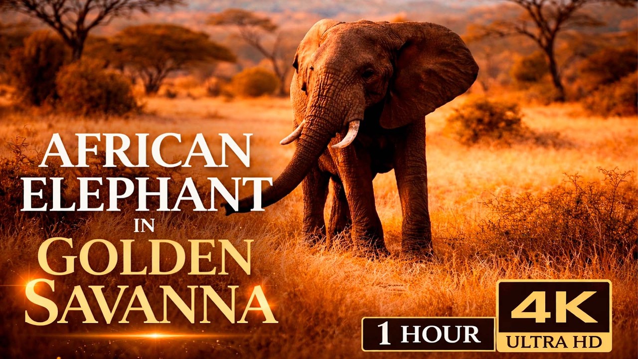 African Elephant in Golden Savanna — Peaceful Wildlife Moment | 1 Hour 4K Nature