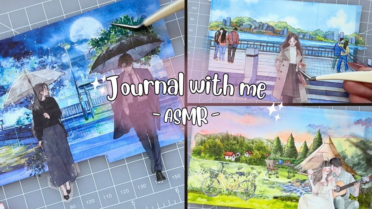 [ ASMR ] Landscape Scenery Collage | ASMR Relaxing Journal with me | Journal Compilation ✨