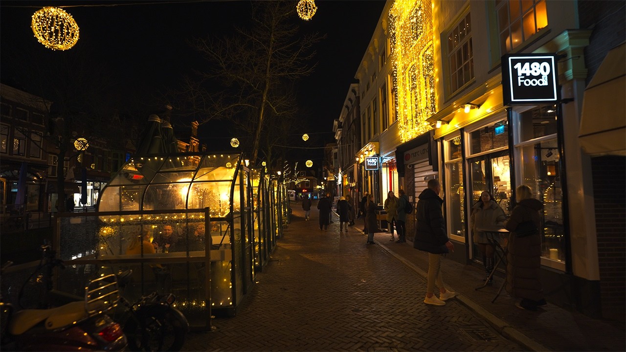 Night Walk in Alkmaar, Netherlands, 4k UHD