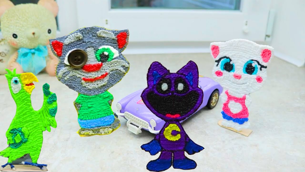 3D-рисунок ручкой. Мой Говорящий Том, Анджела, Бен, Пьер в реальной жизни.
