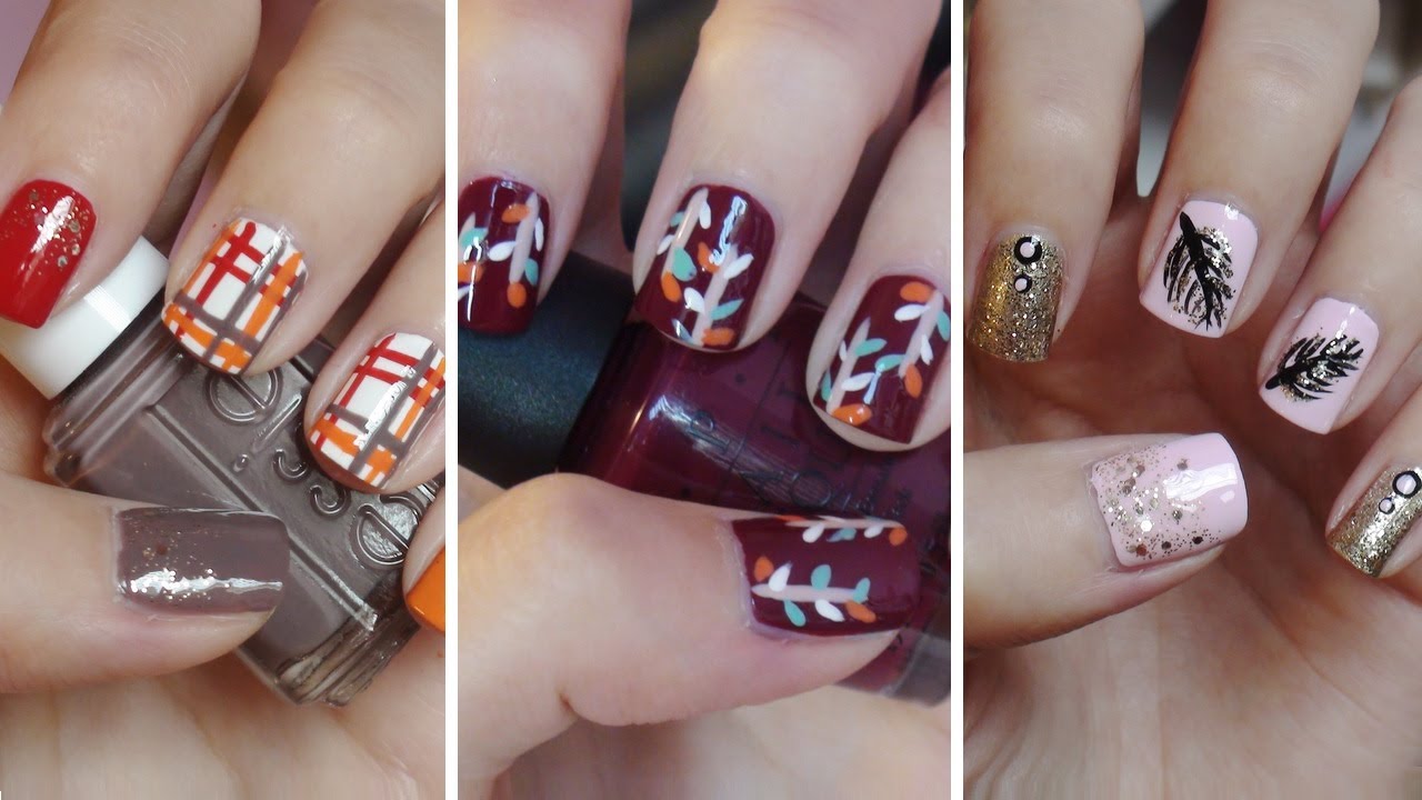 Fall Nail Art!!! Three Easy Designs!