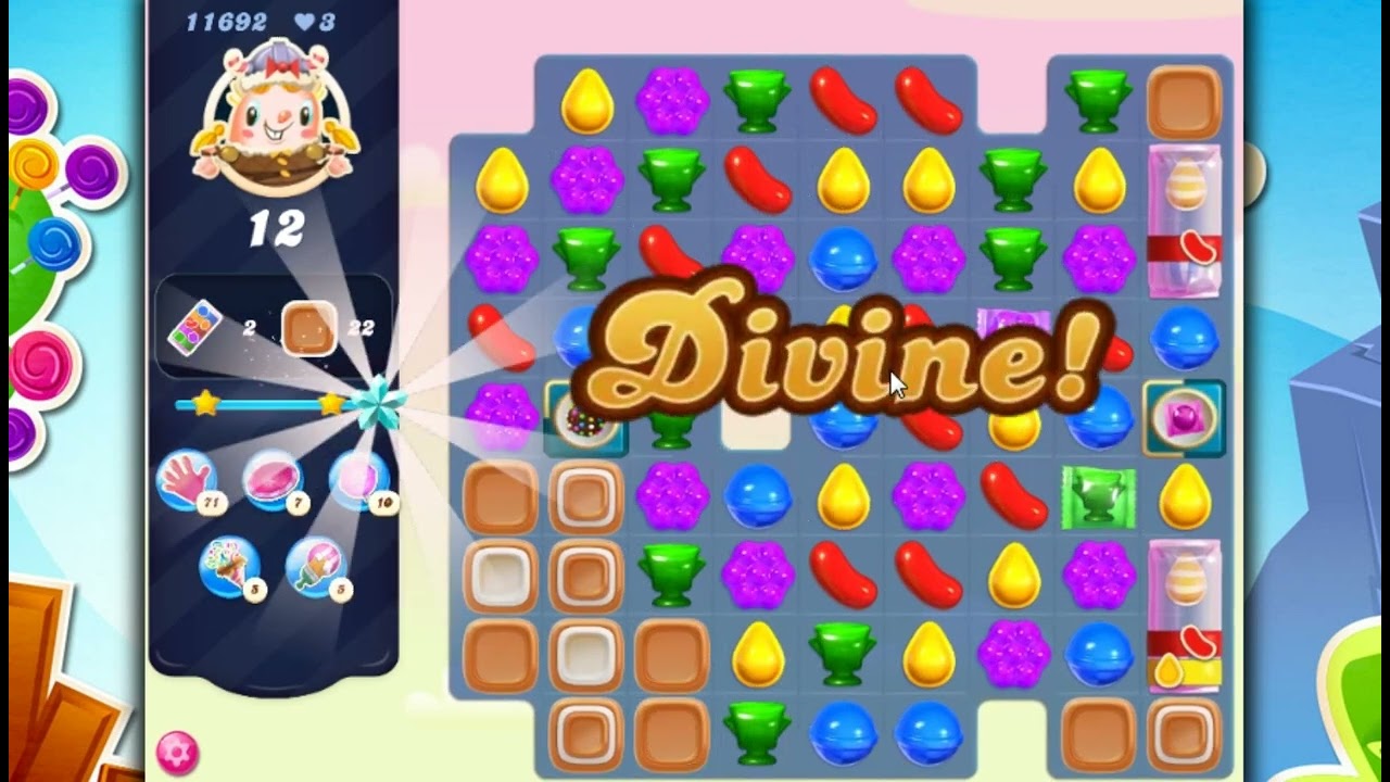 Candy Crush Saga Level 11692 - Sugar Stars, 22 Moves Completed, No Boosters