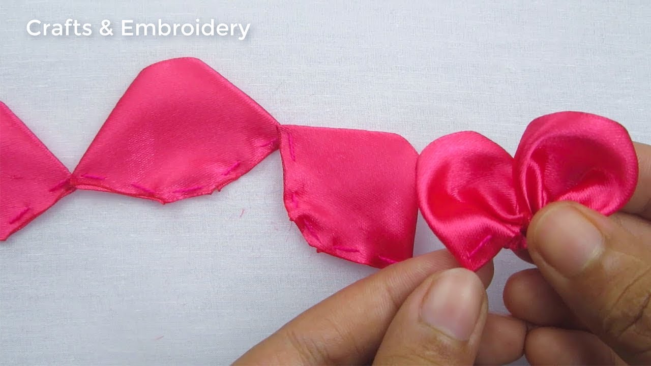 Hand Embroidery, Easy Ribbon Flower Making Idea, Ribbon Flowers