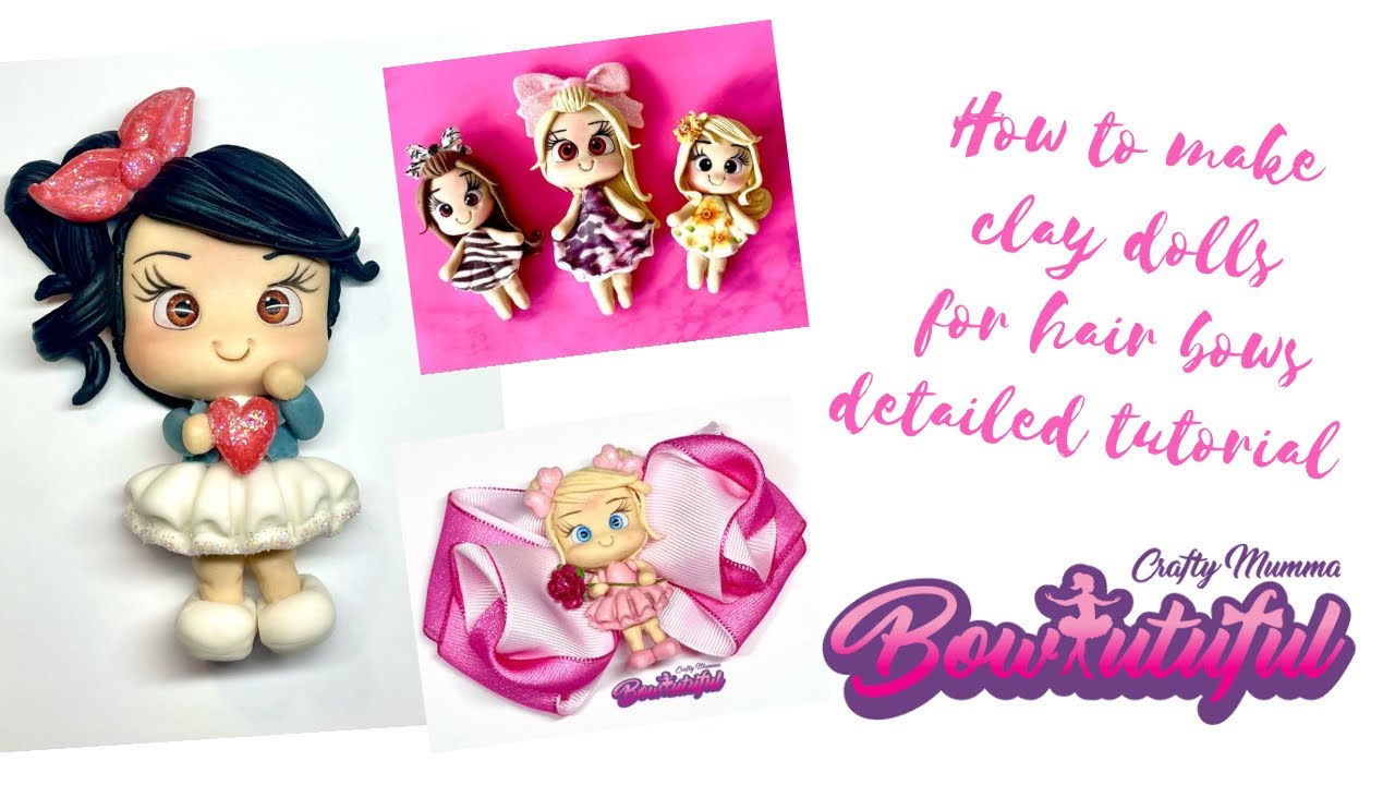 How to make a clay doll for hair bow tutorial / diy clay doll / air dry clay / clay craft