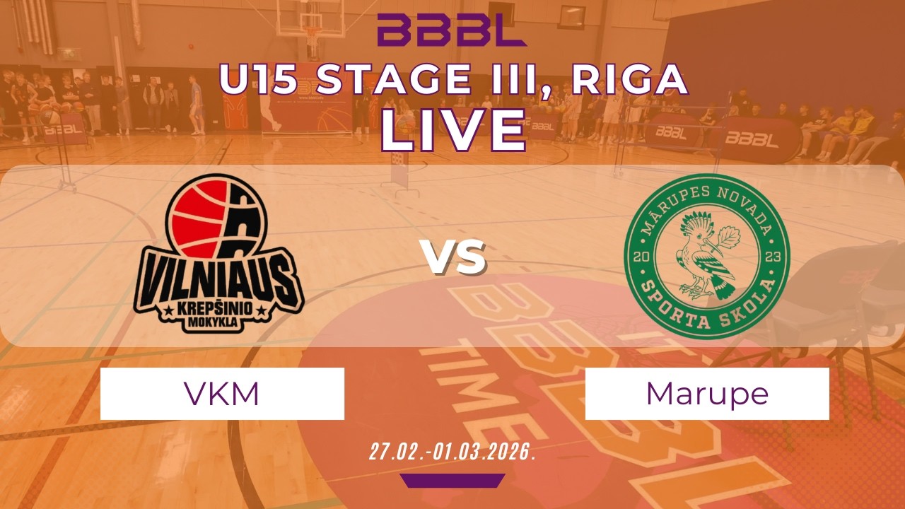 Vilniaus KM 2011 vs Mārupes NSS 2012 | BBBL U15 | Stage III