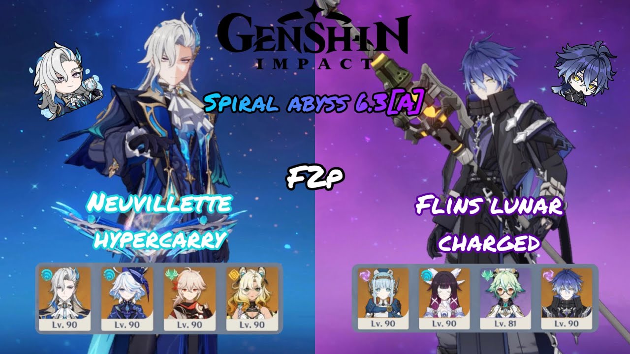 F2p C0R1 Neuvillette & C0 flins | spiral abyss 6.3 floor 12| Genshin Impact 