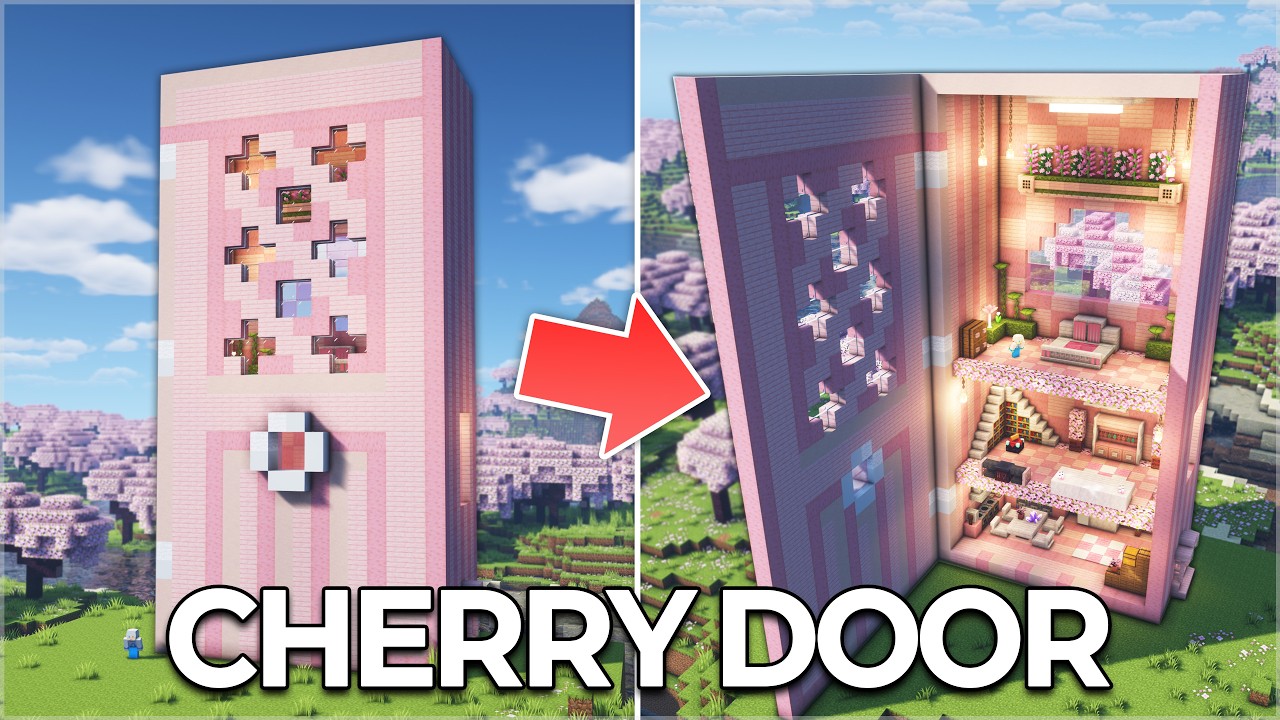 ⛏️ Minecraft :: Построй дом в форме двери с сакурой 🌸🚪