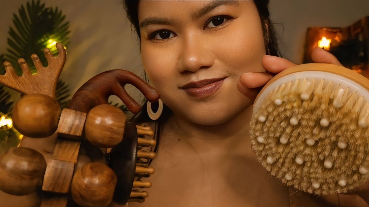 ASMR Wooden Spa🪵 (No Talking, Head to Shoulder Massage, Face Massage, Scalp Massage, Layered Sounds)