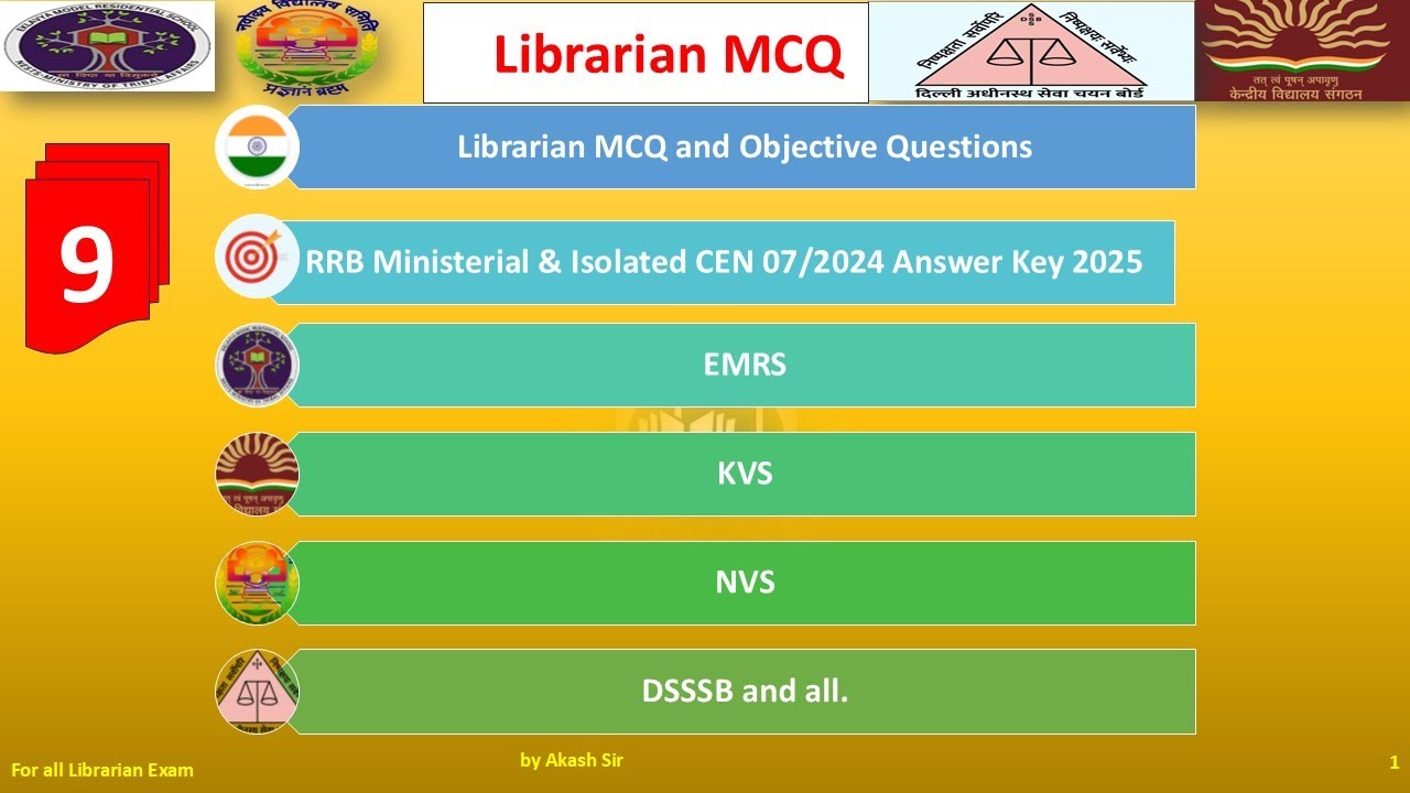 #mcq 9 #librarian RRB Ministerial & Isolated Categories Answer Key 2025