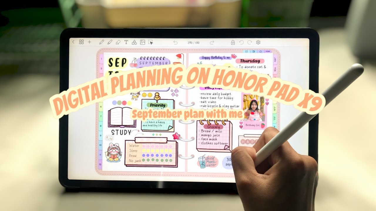 September plan with me | Digital planning on Honor Pad X9