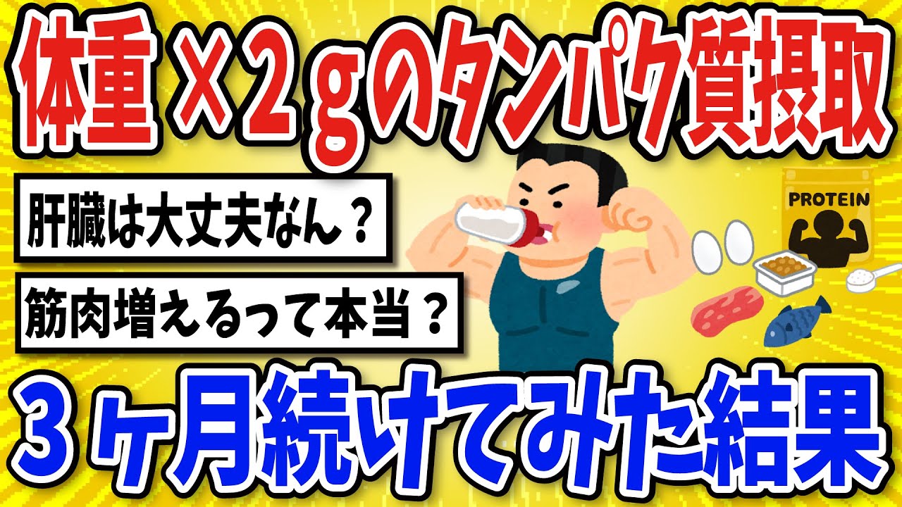 【有益】タンパク質の体重×2gをとり続けた結果…【2chスレ風まとめ】