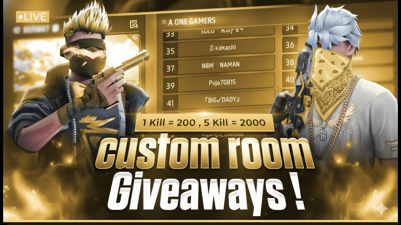 FREE FIRE LIVE CUSTOM ROOM GIVEAWAY | FF LIVE TEAM CODE GIVEAWAY | FF LIVE GIVEAWAY DJ ALOK |FF LIVE