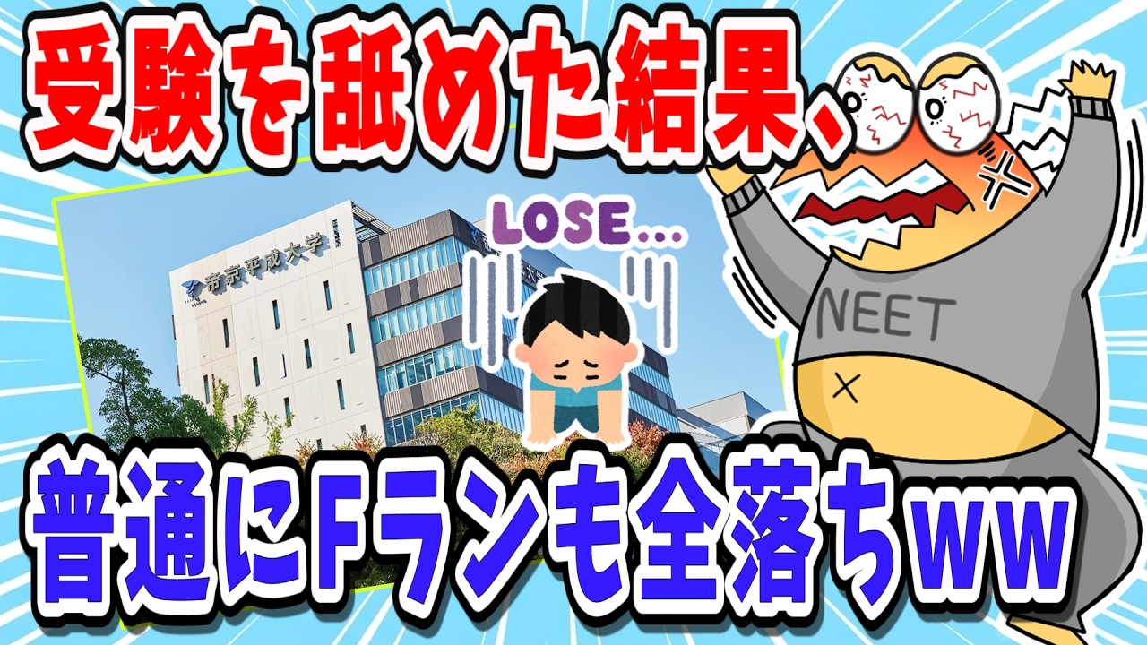 【浪人】ワイ、大学受験舐めすぎた結果www