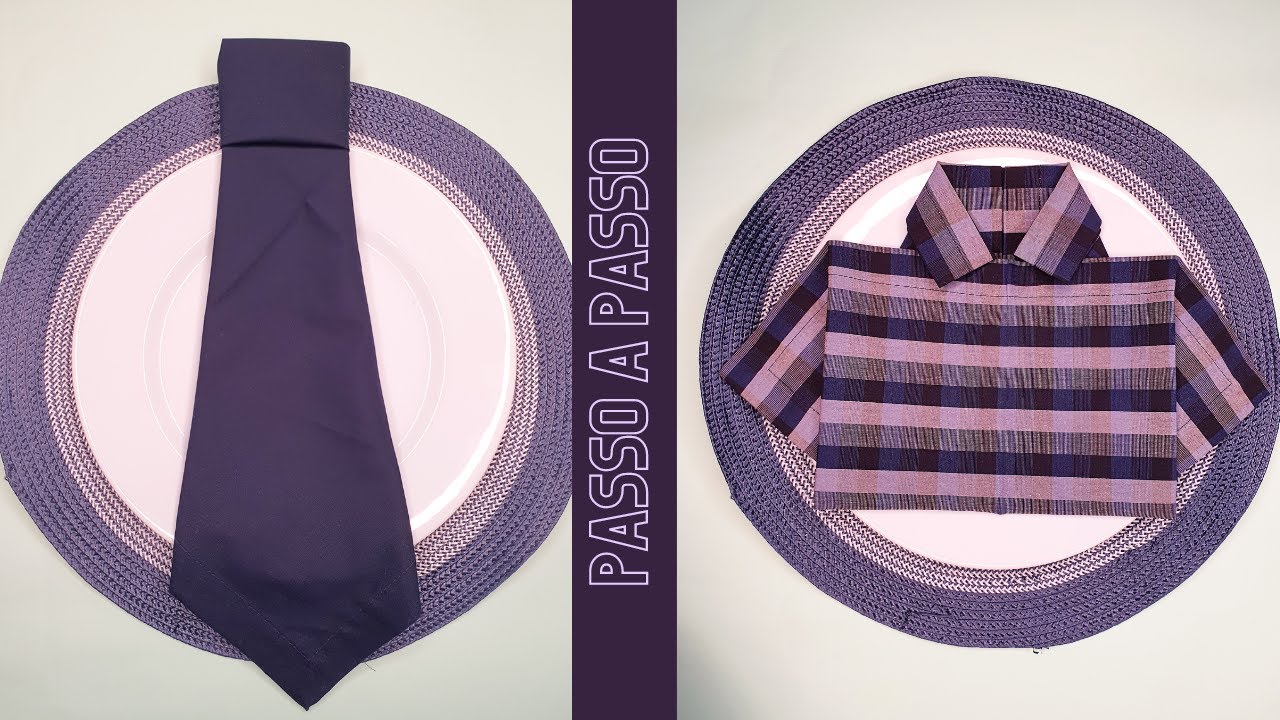 Dobradura guardanapo Camisa e Gravata para Dia dos Pais