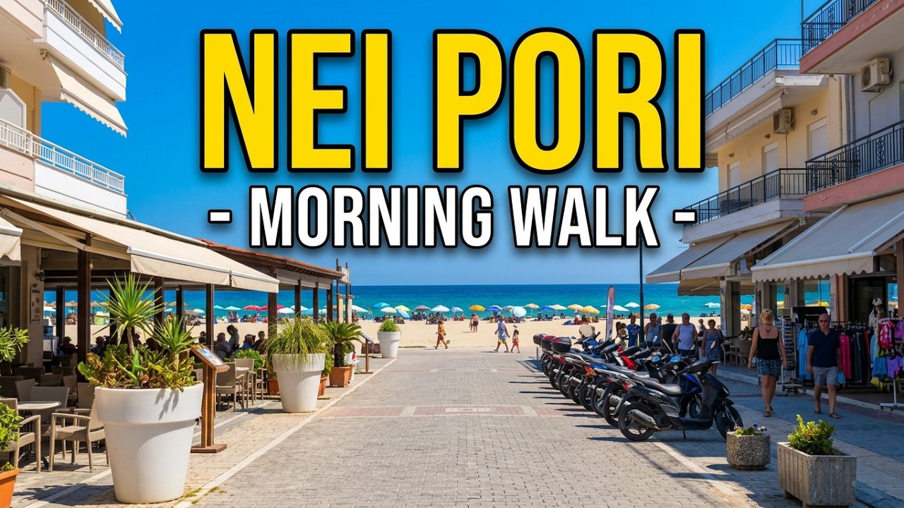Nei Pori morning walking July 27 2024 Greece beach and town