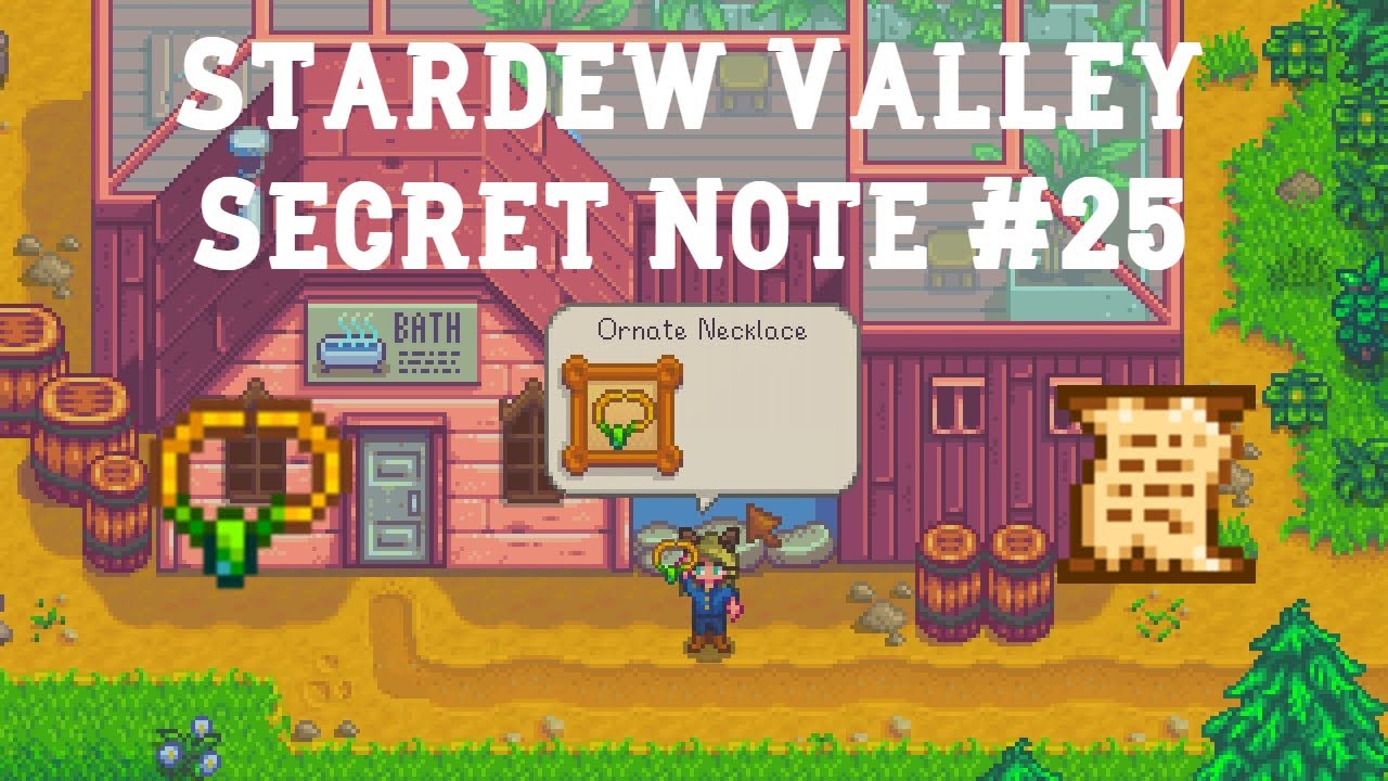 Secret Note #25 | Stardew Valley 1.4 | Giving the necklace to Caroline