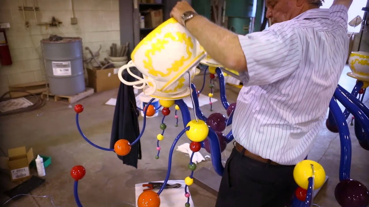 The Making of the Tipsey Teacups Chandelier at Lagoon