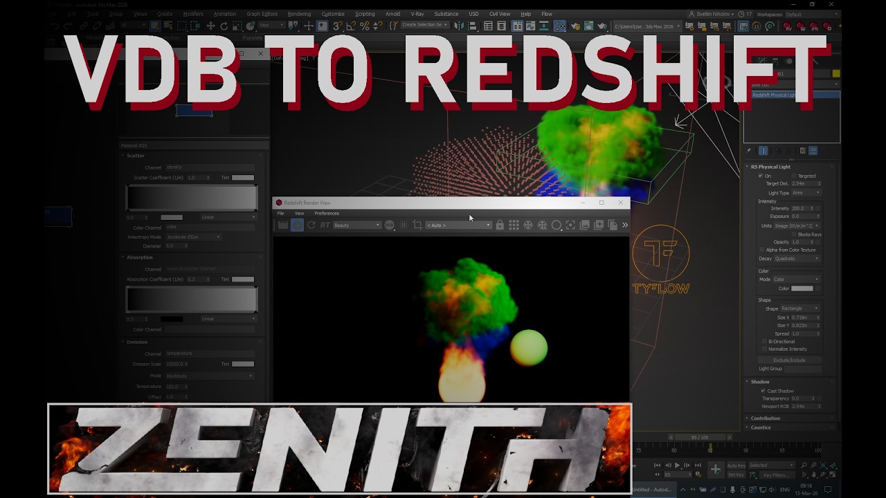 Export Zenith VDBs to Redshift - tyFlow 2.002