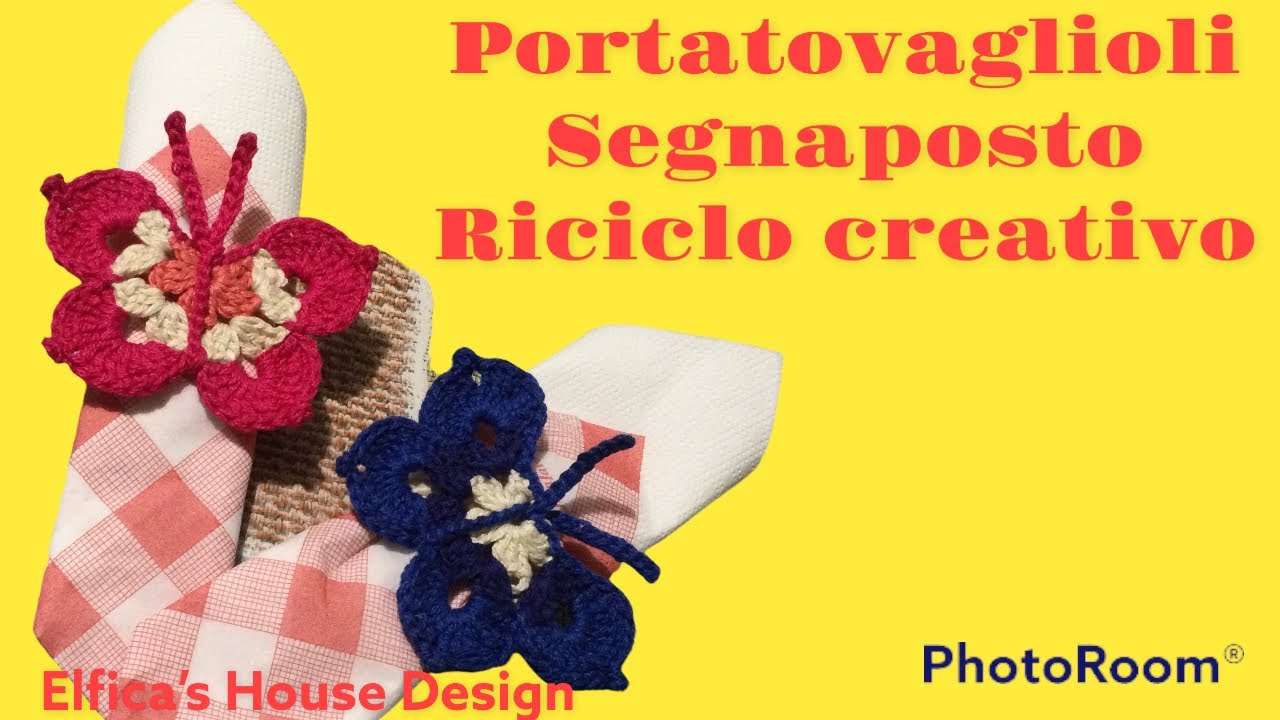 Butterfly portatovaglioli/segnaposto #riciclocreativo #uncinettofacile #easy #crochet