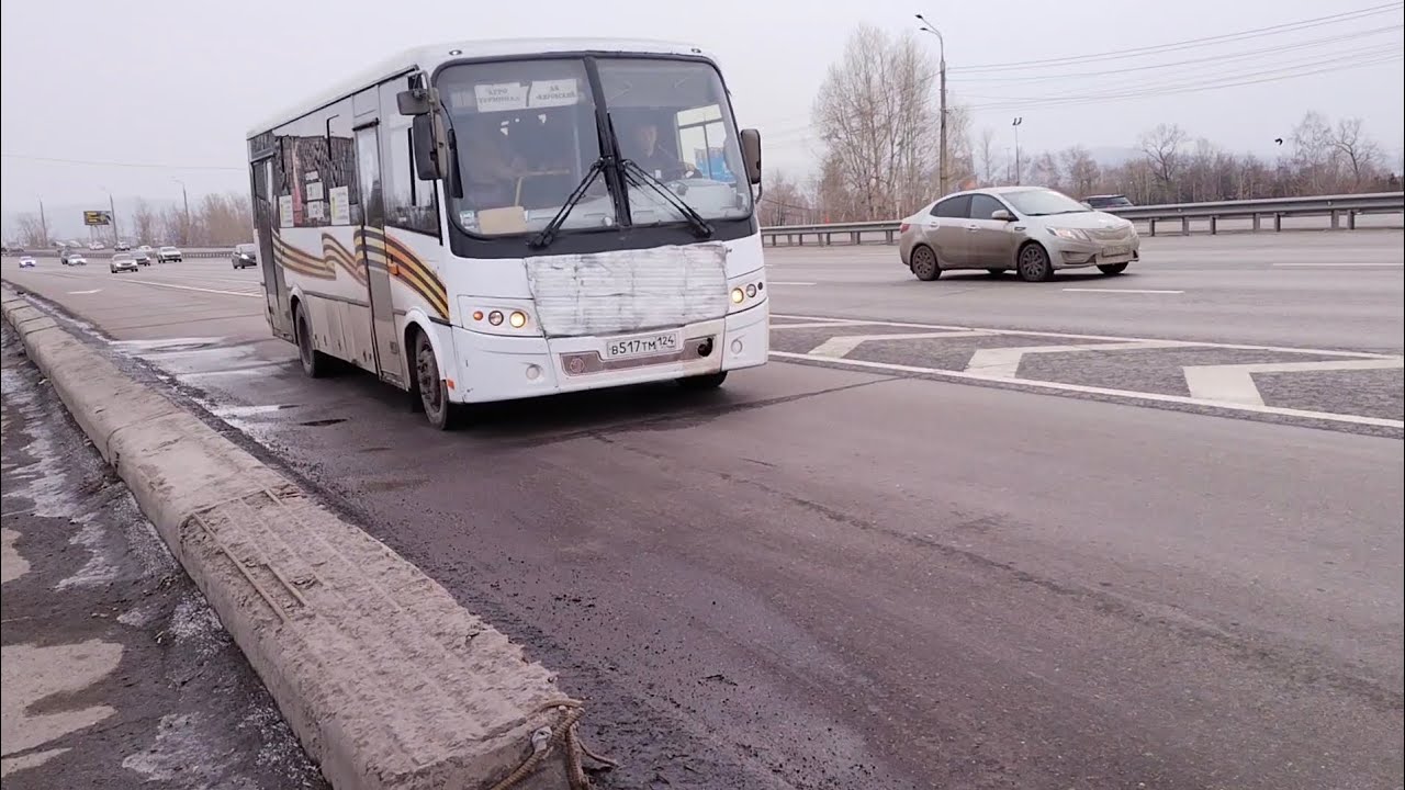 Поездка на автобусе ПАЗ 320414-04 по маршруту №7, г. Красноярск. Г/н В517ТМ¹²⁴