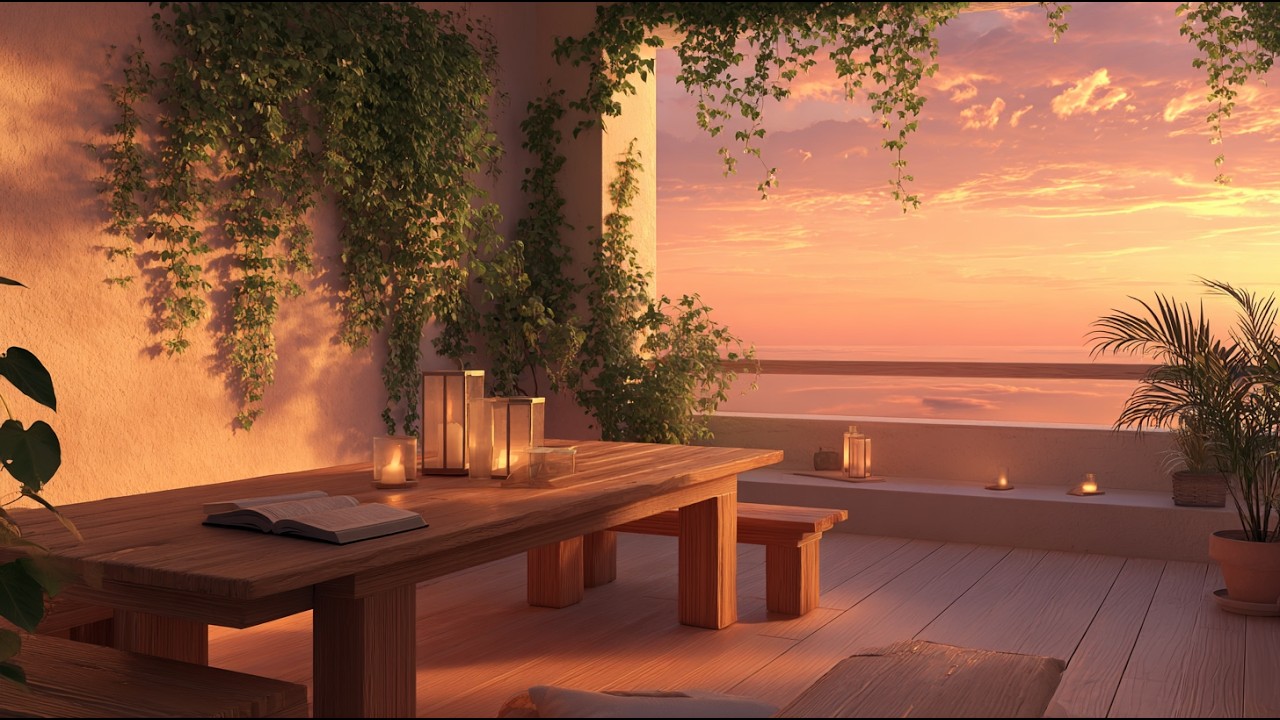 🌿Golden Sunset Terrace — Cozy LoFi Beats to Relax, Study & Focus