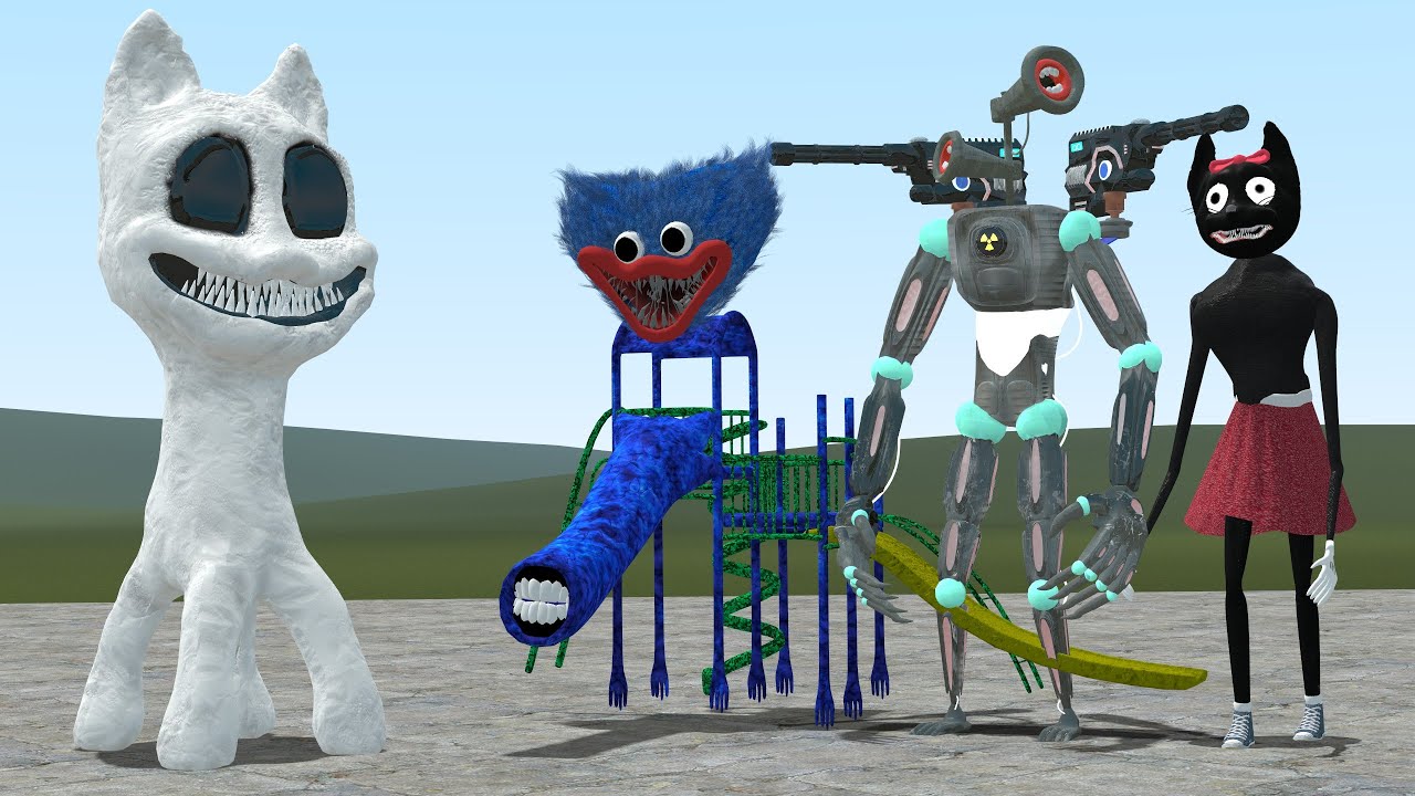 HOW STRONG IS WHITE CARTOON CAT?! Garry's Mod [Trevor Henderson VS Huggy Wuggys Poppy Playtime]
