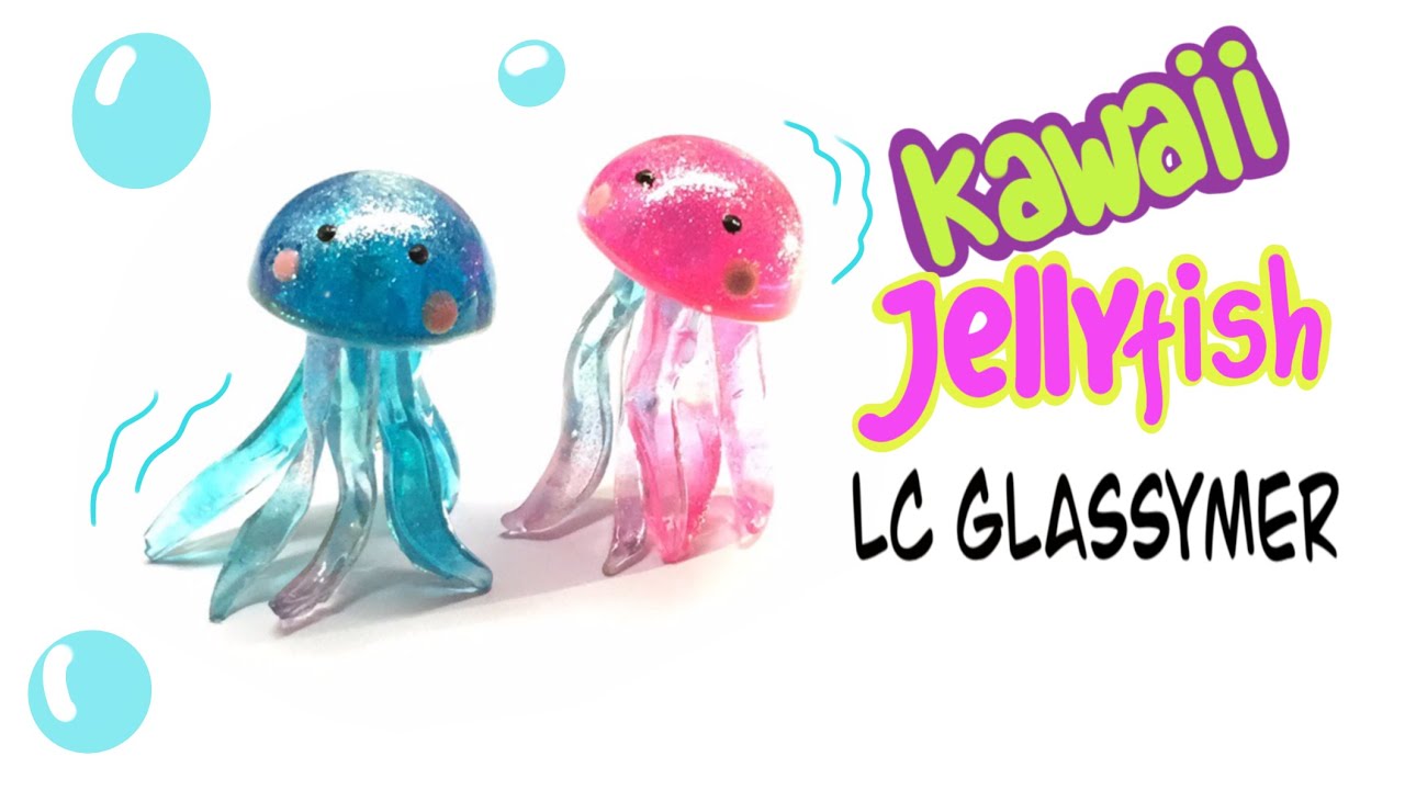Flexible/jelly charms- Glassymer- Kawaii Jellyfish- DIY