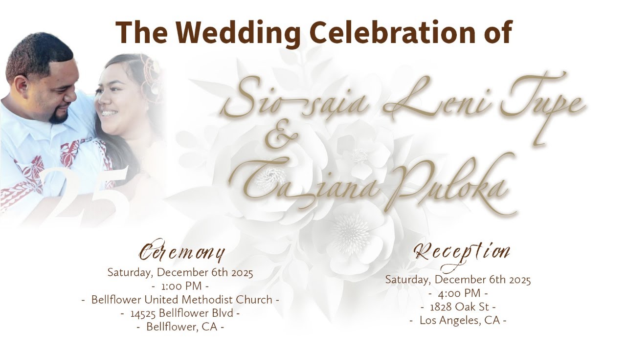 Live Wedding Celebration of Leni Tupe & Tiana Puloka &ndash; Los Angeles, CA | December 6, 2025