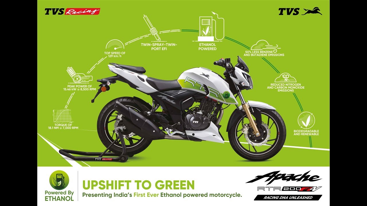 India's First Ethanol Powered Bike | TVS Apache RTR 200 Fi E100 | Walkaround | Price