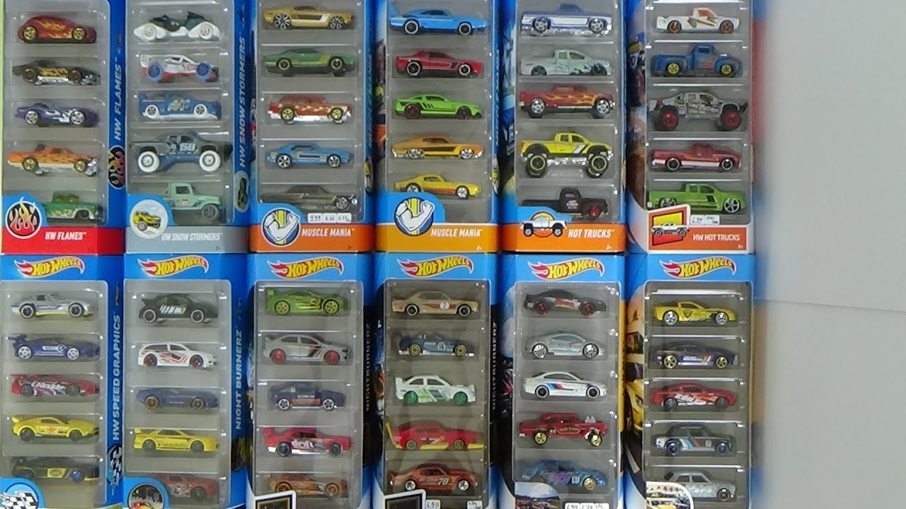 Hot Wheels 5-packs from 2016, 2017, 2018 & 2019