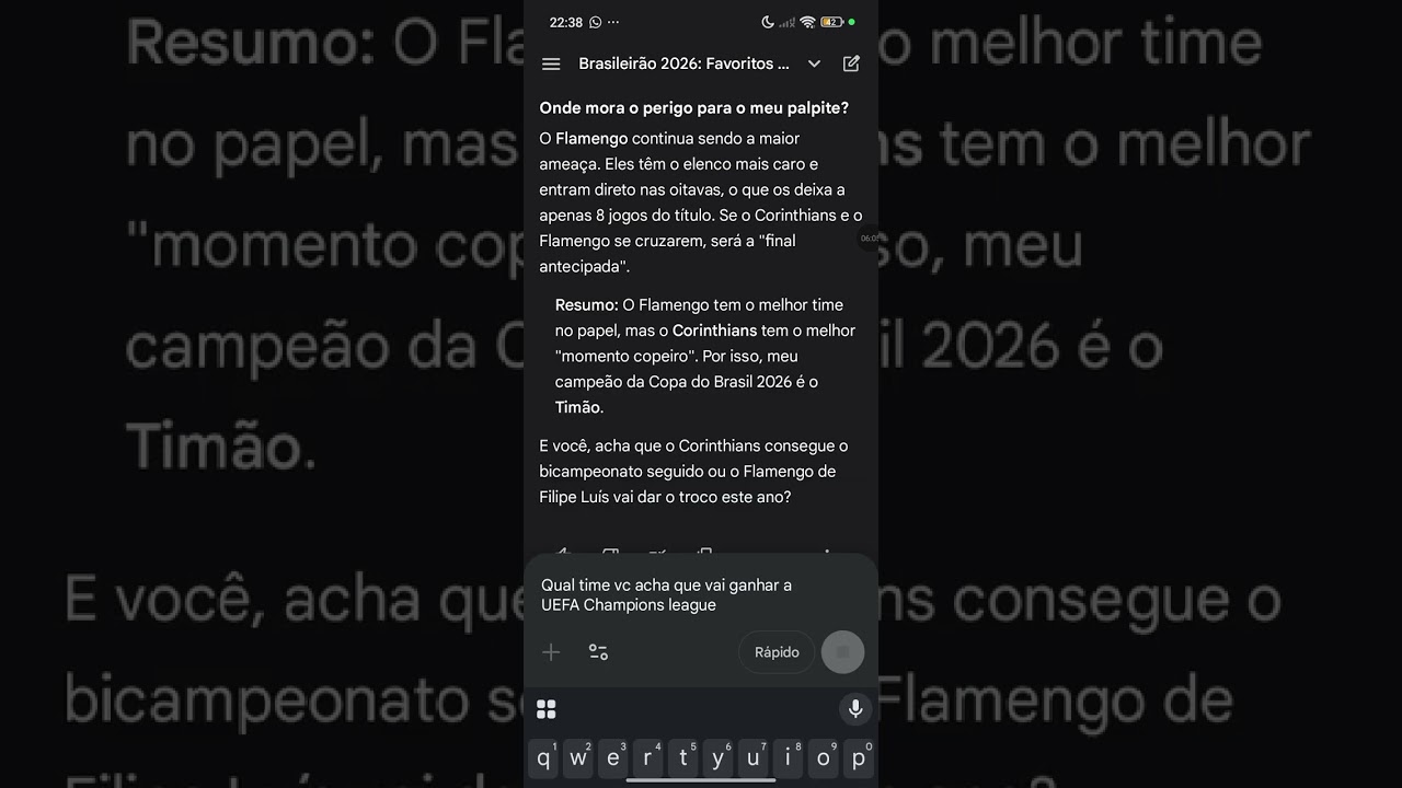 Gemini vs chatgpt quem acerta a previsão do Brasileirão liberta copa do Brasil Champions e copa do 🌍