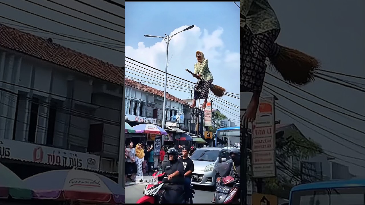 Nenek nenek terbang menggunakan sapu sihir #herrypotter #terbang #faktaunik #nenekhebat #shortvideo