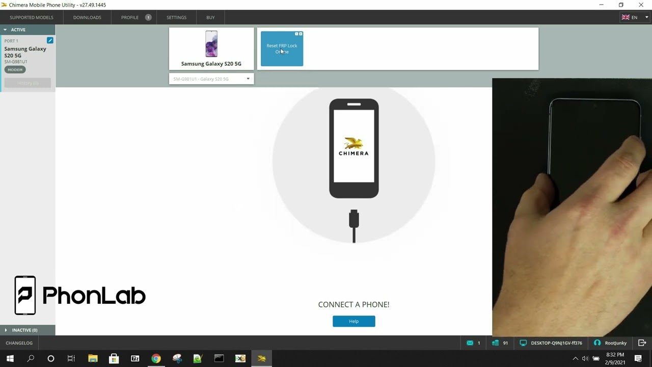 Samsung Galaxy S20 FRP removal with Chimera Tool