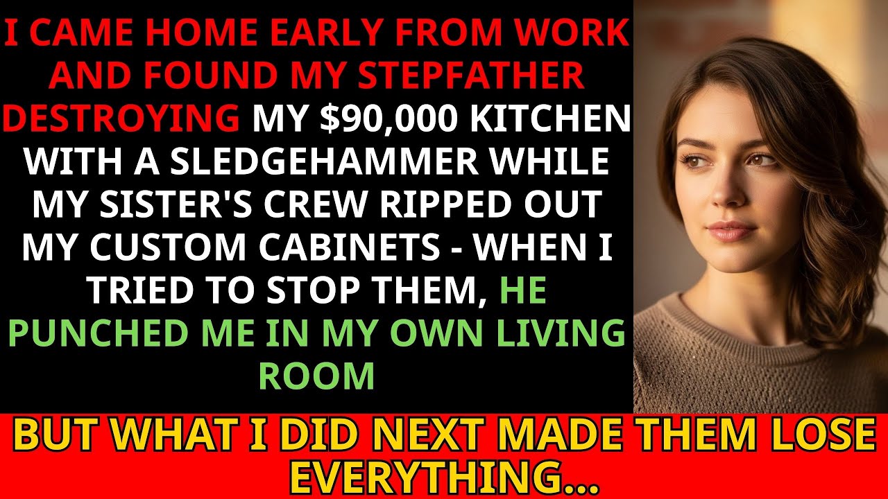 Came Home Early—Stepfather beat me as my sister’s crew tore out my kitchen. Then…