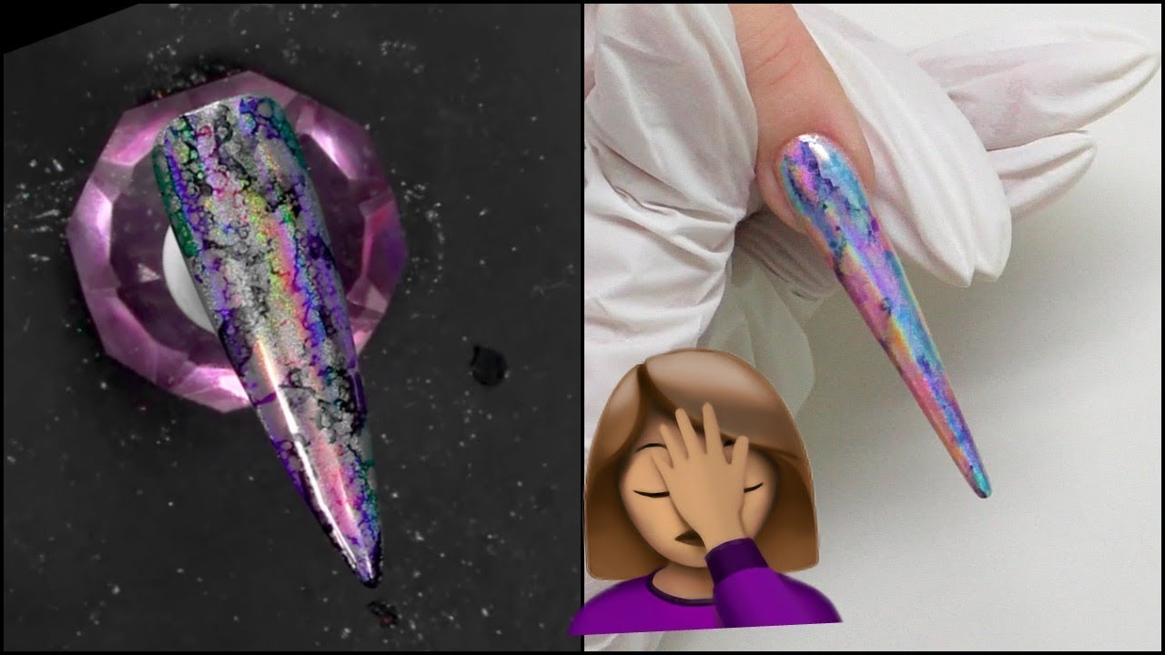 I tried following Naio Nails tutorial 🌈 Sharpie & Holochrome design